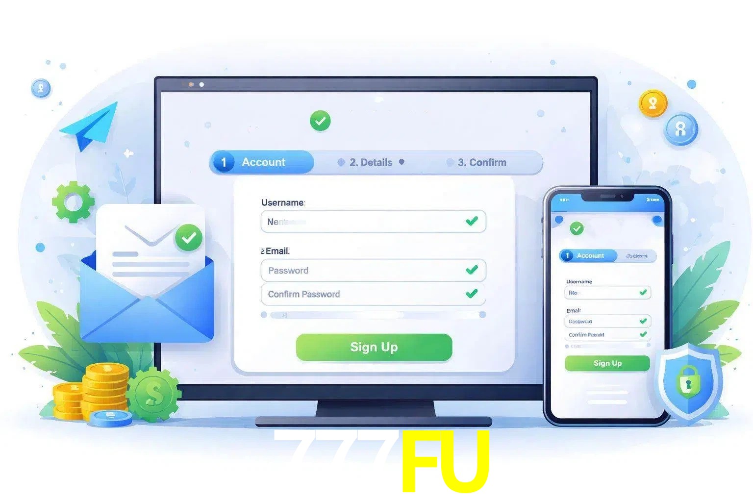 Registro de nuevo usuario y configuración de cuenta 777FU
